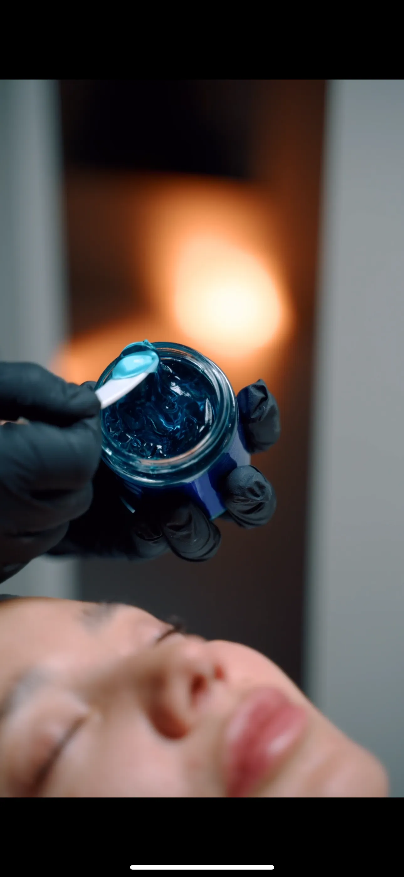 Reel frame: blue gel mask before application