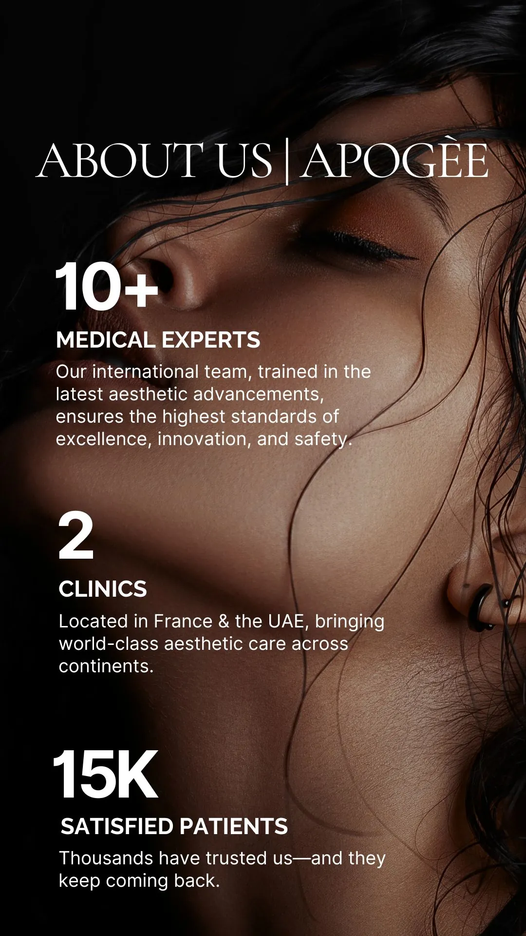 Story: About Apogee, 10+ medical experts, 2 clinics, 15K patients