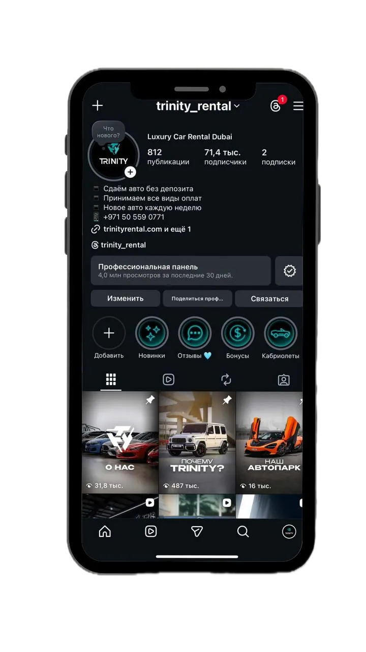 Instagram profile trinity_rental